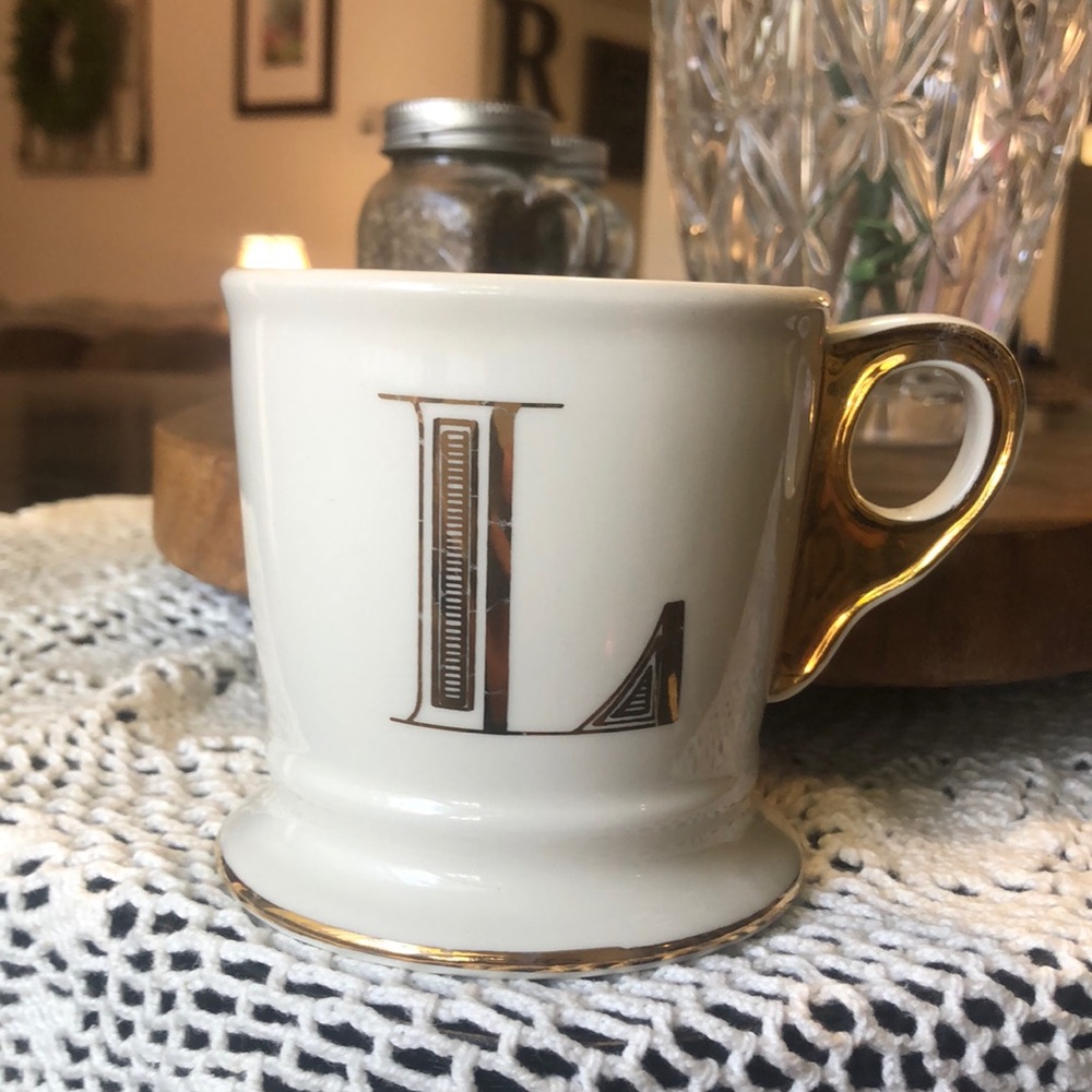 Anthropology Gold Letter Mug